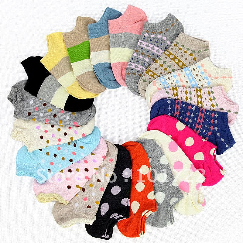 10 socksslippers women's dot 100% cotton socks w038