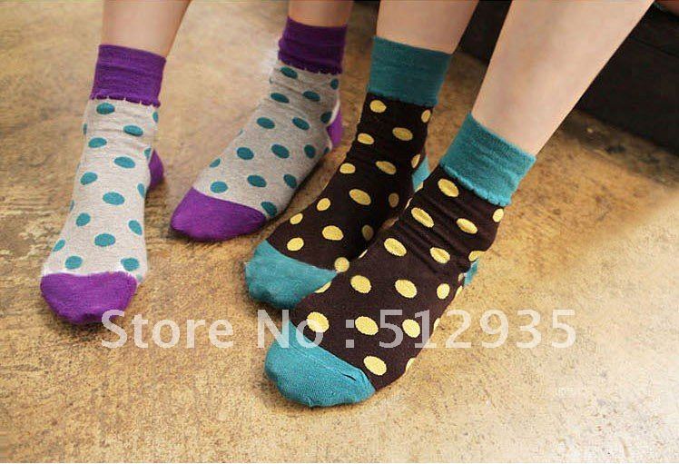100% cotton woman socks candy color sports pot sock boat 10pairs/lot sugarfun point  color design is available ,Free Shipping