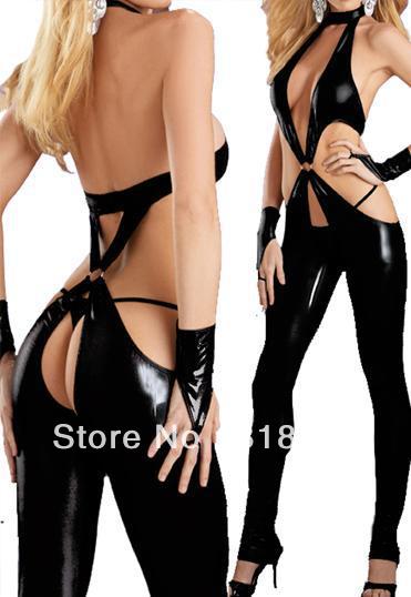 10pc/lot rock fashion sexy erotic novelty night club party costume strip adult deepV expose women bodysuit clothes freeship
