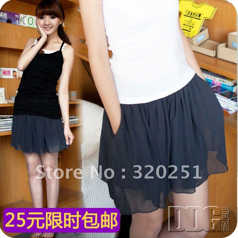 2012 female double layer shorts chiffon skorts loose plus size shorts culottes  free shipping nk010