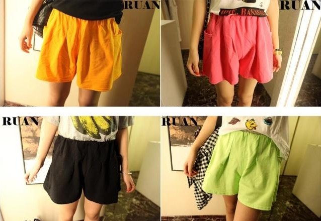 2012 Free shipping hot sale s483 women lady 4 color fashion shorts elastic elastic waist overalls