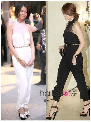2012 Free shipping Women's blackless rompers/Siamese Trousers/Jump-suit /big star loved jump-suit black white