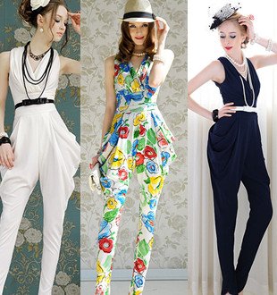 2012 New Fashion women's  elegant pleated slim waist harem pants jumpsuit women Free Shipping three colors X-XL  6091AMG
