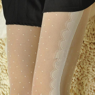 2012 spring lace dot socks ultra-thin stockings white vintage pantyhose