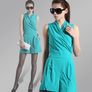 2012 summer fashion loose sleeveless blue black red wowed jumpsuit one piece shorts plus size PL12070305