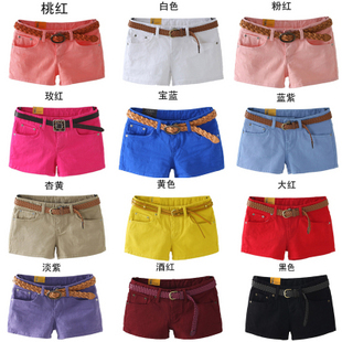 2012 summer faux denim candy color shorts multicolour single-shorts multicolour shorts pencil pants female