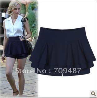 2012 Summer for ladies European and American star models flouncing double high waist shorts Wild shorts