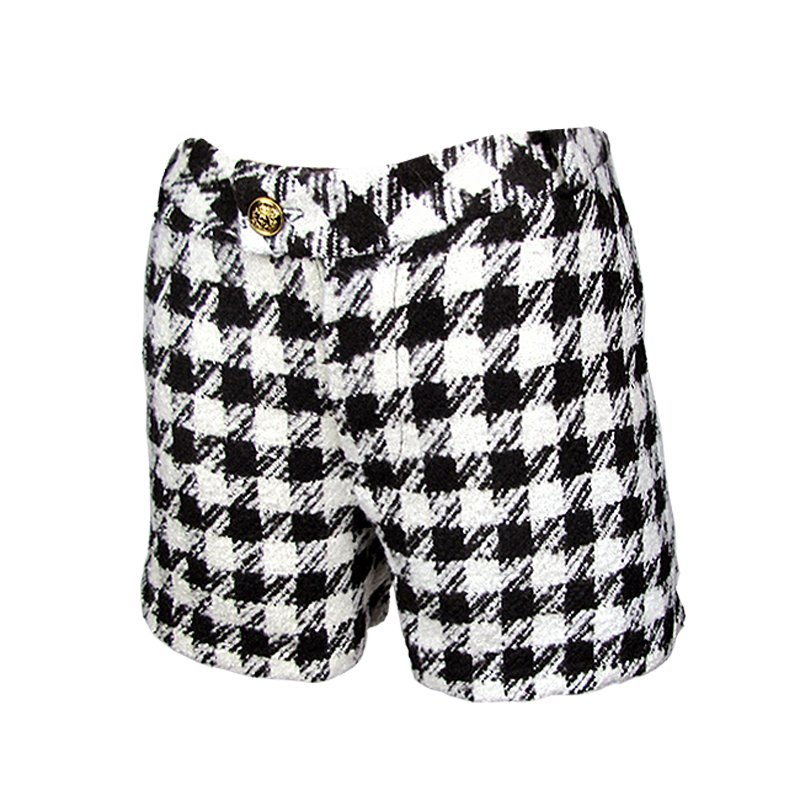 2012 women's cool fashion houndstooth black-and-white plaid woolen shorts