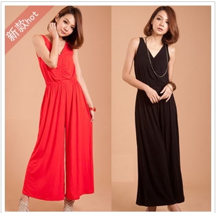2013 chun xia is installed on the new dress long deep v-neck condole belt of tall waist jumpsuits cotton fashion jumpsuits