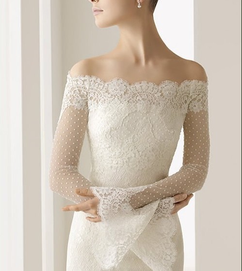 2013 Free Shipping Latest Design Lace Long Trumpet Sleeve Bridal Bolero Jacket Bateua Wedding Dress Jackets 1PCs/Lot