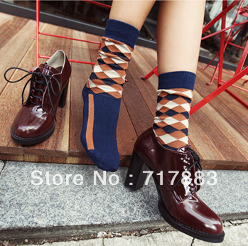2013 FREE SHIPPING spring/autumn/winter plaind 100% cotton socks/ladies fashion casual socks,6pairs/lot