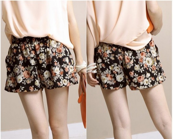 2013 Korean  Summer Floral Loose Chiffon Culottes shorts Hot Pants  Leggings S M