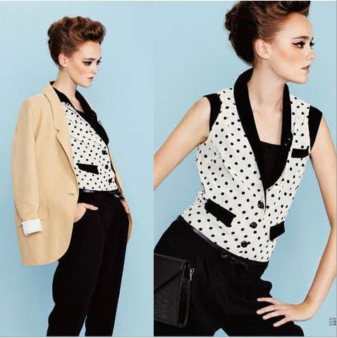 2013 new arrival fashion womens' sexy elegant polka dot black jumpsuit sleeveless tank v-neck romper casual Brand designer pants