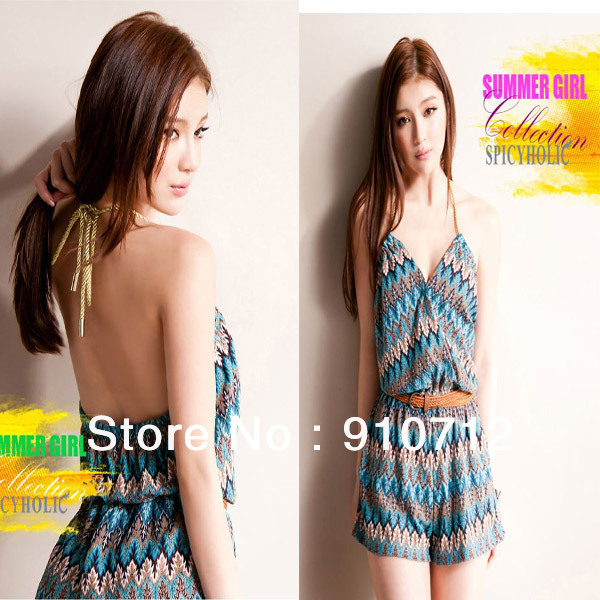 2013 new fashion desigh women jumpsuit sleeveless backless loose style striped tunic spaghetti strap sexy  Free shipping