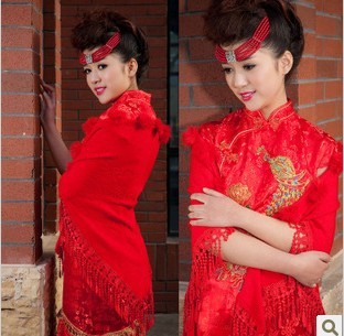 2013 new winter bride marriage wedding dress bride jacket the multicolor red wool shawl 09 Y5