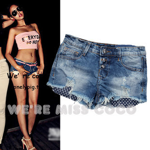 2013 spring and summer new sexy hole in Burr gel bag Slim cowgirl shorts / hot pants Free shipping