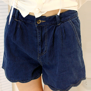 2013 spring and summer the wave loose elastic high waist denim shorts 4131