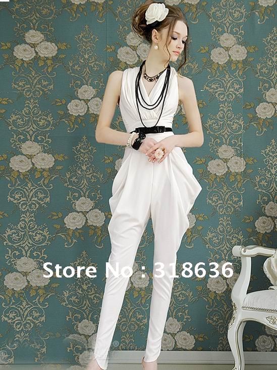 2013 Summer New Arrival Women's Fashion Jumpsuit Hot Sale HIgh Waist Slim Jumpsuit (3 Colors) Style#DG3026