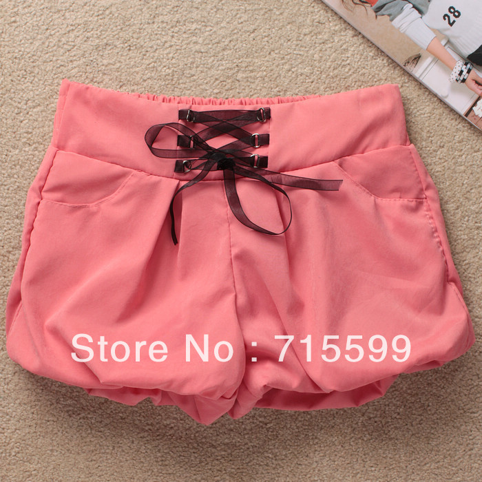 2013summer new Korean Women the waist ribbon candy color wild shorts hot pants Free shipping