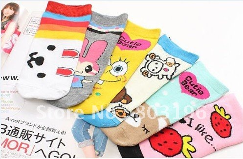 30 Pairs/Lot Free Shipping Fashion Cartoon Women's Cotton Socks New design Novel Stocking
