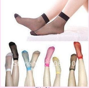 50Pairs Fashion Colorful Short Women Silk Ankle Socks