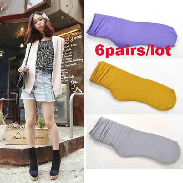 6pairs/lot 2013 New Women's Casual Candy Color Crew Soft Nylon Short Socks Hosiery Over Ankle Extended Free Shipping 5016