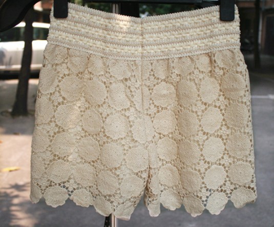 #7 hot women's sweet girdle mid-waist hollow crochet tiered hook layered knit culottes panskirt mini shorts skorts