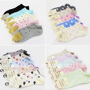 A077 socks wholesale Free shipping  Cute Polka Dot mushroom candy colored cotton lace socks