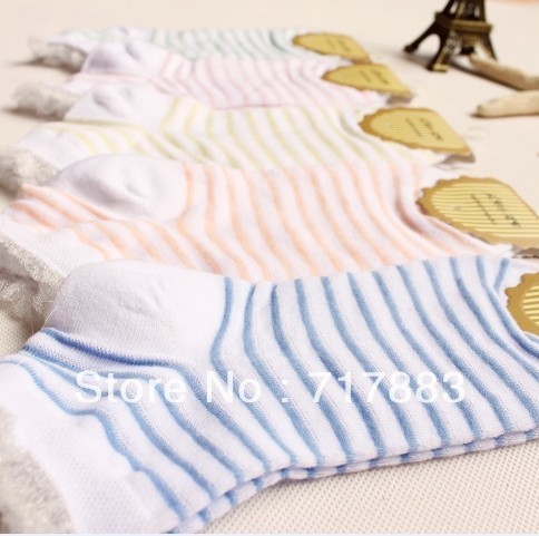 A093 FREE SHIPPING lace decoration ultra-thin stockings stripe female 100% women's cotton sock slippers,HIGH QUALITY SOCKS