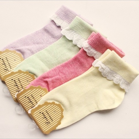 A174 socks princess wind lace decoration women's 100% cotton sock knee sock