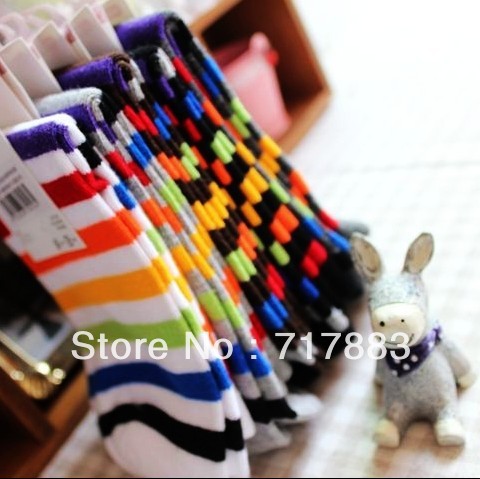 A252 6pairs/lot Wholesale Fashion socks candy color stripe autumn and winter Women's 100% cotton sock,FREE SHIPPING