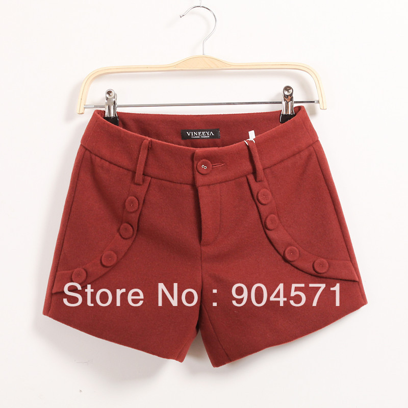 Authentic Korean version of the new autumn and winter Slim thin thick woolen shorts boots pants free shipping