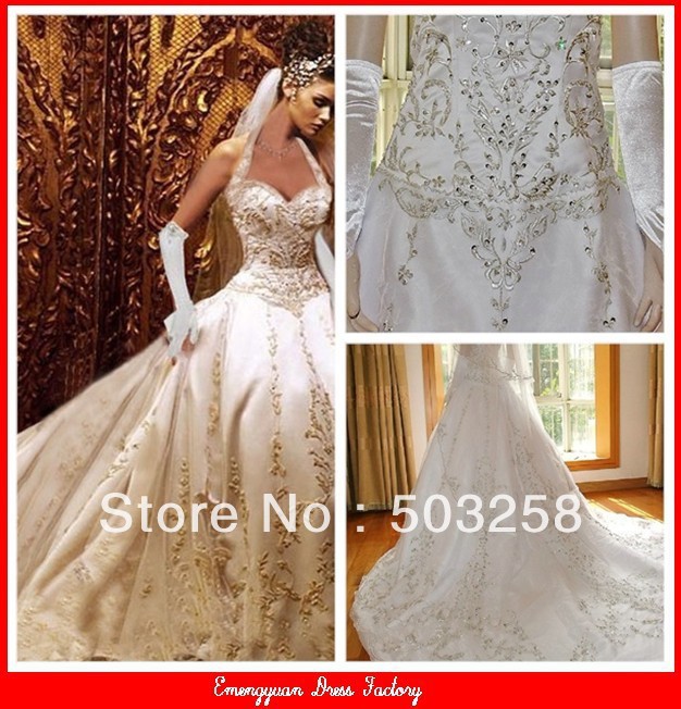 gold embroidered wedding dress
