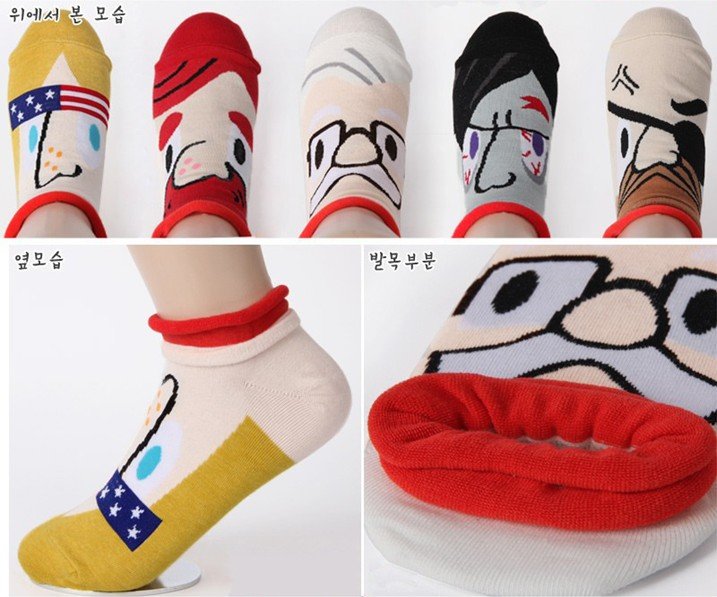 Cartoon Big Mouth Pirate Face Pattern Women Ladies Combed Cotton Breathable Sports Invisible Socks,Free Shipping
