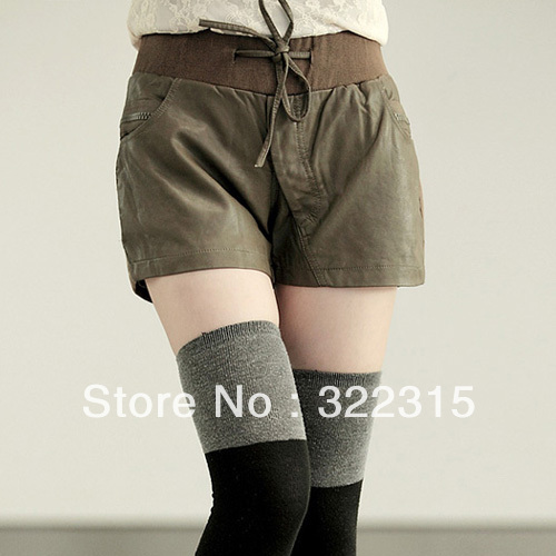 Casual Fashion Elastic Pants Shorts Korean Women Leather Zipper Culottes Shorts XCC5-2390