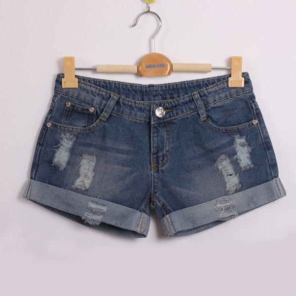 Casual Ladies Shorts Womens Hot Flanging Pants Jeans Middle Waist 5 Sizes A1053