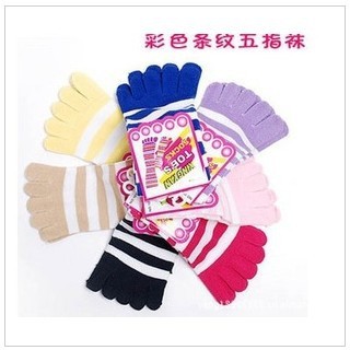 Color stripe cotton Wuzhi socks vitality candy socks lady socks five toe socks Random colors