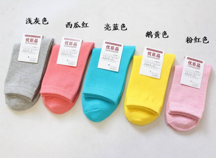 Cotton fashion candy color socks for women 914