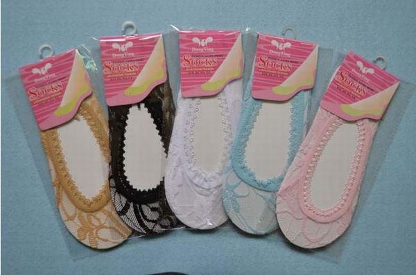 [CPA Free Shipping] Wholesale Ladies Fashion Cotton Lace Invisible Silk Socks / No Show (SM-13)
