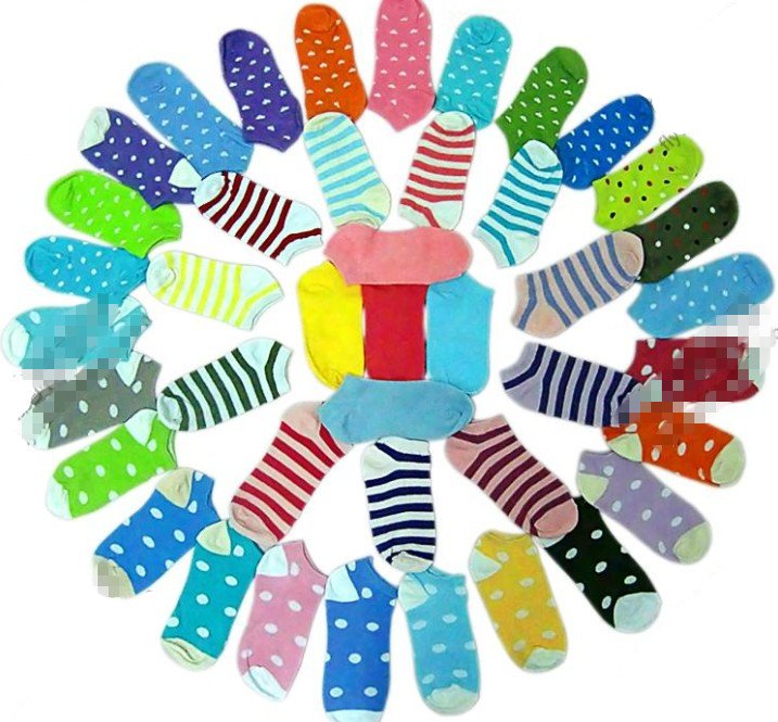 Cute candy socks Ankle socks for lady mixed color Dot stripe love style wholesale Free shipping