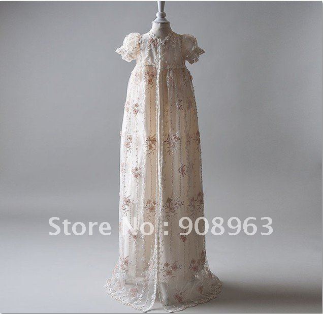 Dupioni Silk In Ivory Gwyneth Christening Gown Set