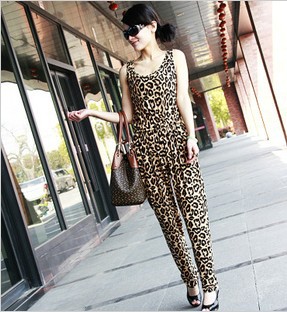 European style foreign trade of the original single leopard harem pants jumpsuit