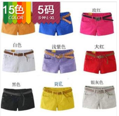 Factory direct women colored shorts pant fashion summer trouser 15 colors 5 sizes high quality