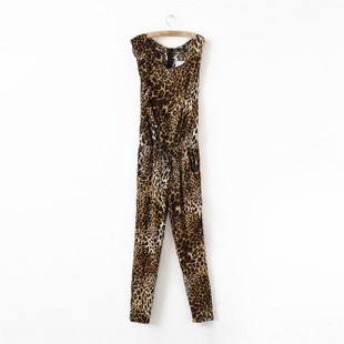 Fashion 2012 leopard print slim sleeveless vest jumpsuit