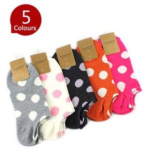 Fashion Colorful Dot Pattern Ladies/Women Cotton Breathing Invisible Socks,24 Pair/Lot+Free shipping