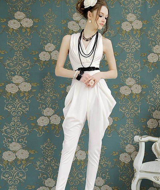 Fast/free shipping wholesale price 2013 summer white elegant korean fashion ladies jumpsuits for women clothing pants