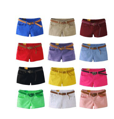 free ship Womens Casual Candy Colours Denim Cotton Mini Shorts pants low waisted 17 colors