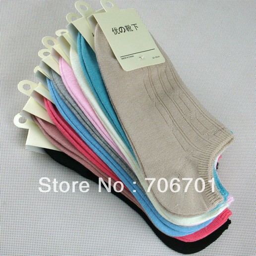 Free Shipping 10 Colors Cotton Solid Colors Ankle Socks for Women 20pairs/lot (can choose colors)
