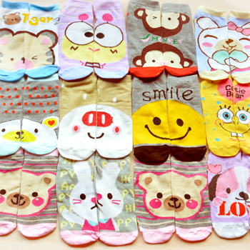 Free Shipping 10 pairs Cartoon Colors 100% Cotton Womens Fashion Low Cut Ankle Crew Slipper Socks