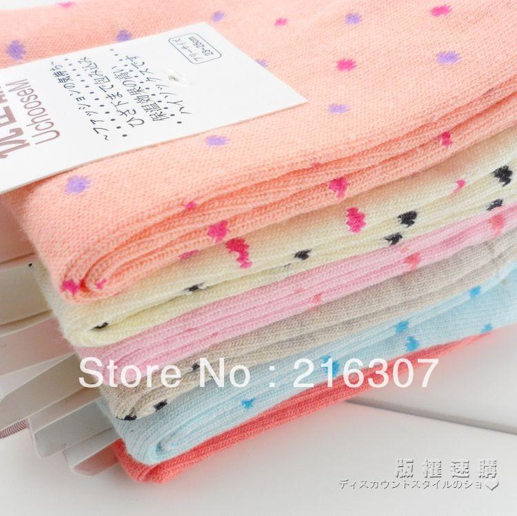 Free Shipping 100% cotton fashion dimond plaid knee-high socks candy color dot socks